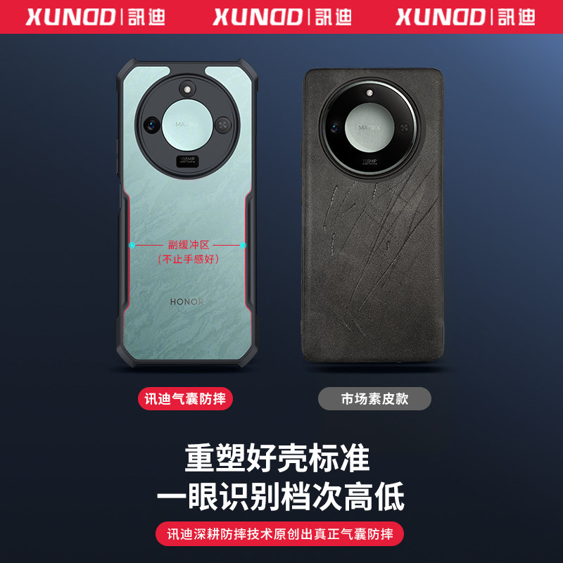 讯迪适用荣耀x60手机壳新款x80pro max保护套华为荣耀x70镭射纹镜头全包防摔男女honor高端透明外壳GZ