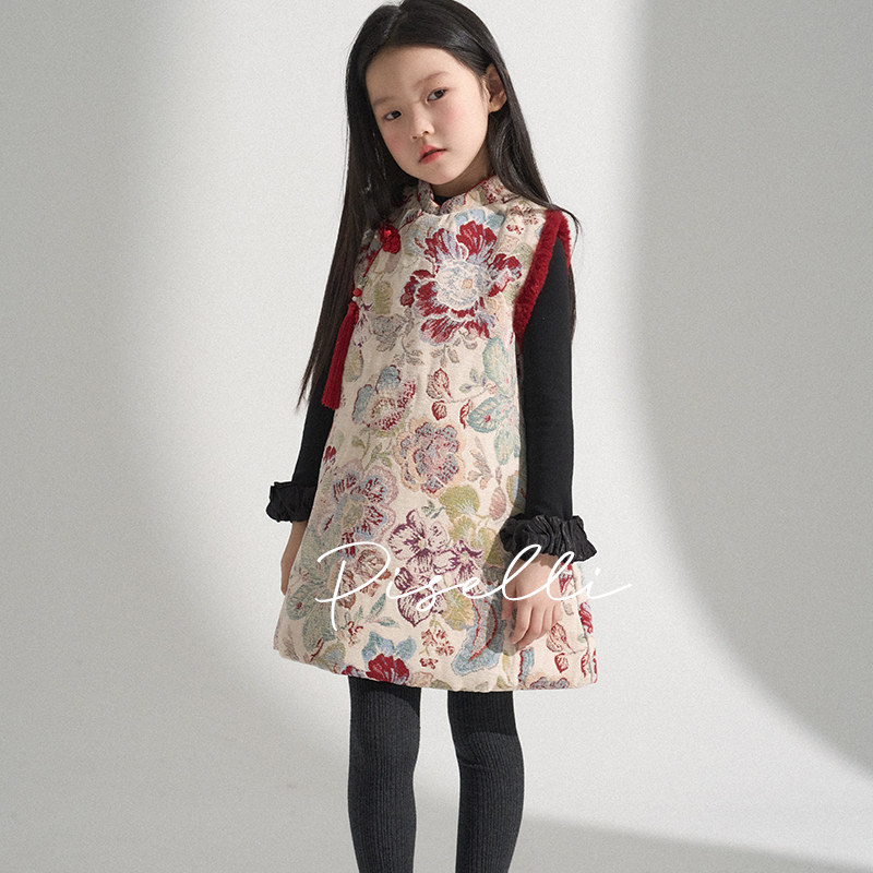 【平安喜乐】PISELLI史豌豆女童2026新年复古新中式小女孩旗袍裙,淘宝优惠券,粉丝福利购,淘宝优惠卷