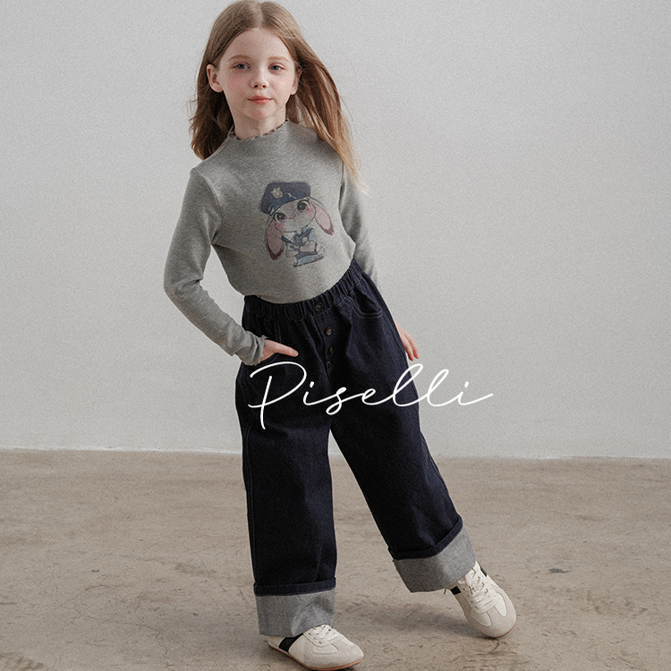 PISELLI史豌豆女童卡通印花中领打底衫2025新款洋气儿童休闲上衣 - 图2