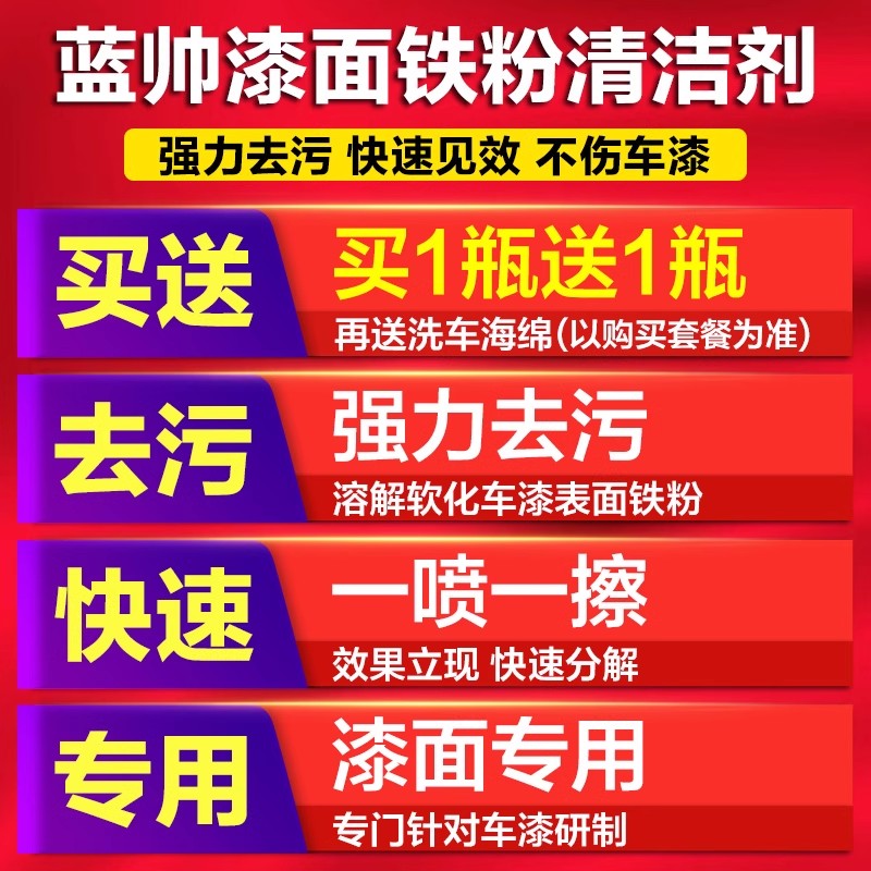 铁粉去除剂汽车漆面白车除锈剂不伤漆铁锈去黄点车漆去污清洁清洗-图1