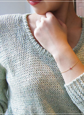 日本四叶草18k金红宝石手链