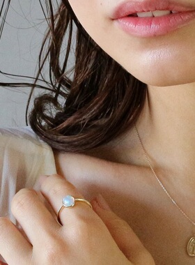 日本代购银座ginza rim 蛋白石戒指 18K金彩色宝石指环女时尚轻奢