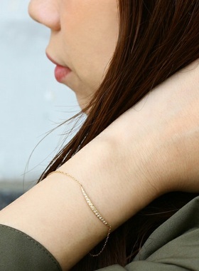 日本代购 Ginza Rim 笑脸手链简约时尚百搭钻石转运链女18K金手饰