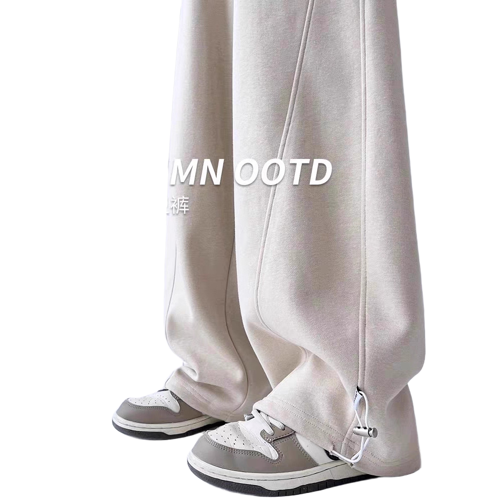 加绒运动裤子女秋冬2025新款休闲阔腿灰色爵士舞香蕉镰刀弯刀卫裤,淘宝优惠券,粉丝福利购,淘宝优惠卷