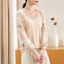 Mommy autumn clothing 2023 new foreign air yarn sleeveless blouse blouse 40 years 50 middle-aged and older womens knitted undershirt thin