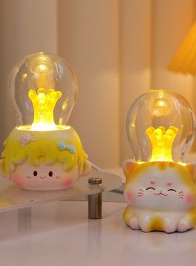 创意发光海豚小夜灯卧室装饰品生日礼物送女生闺蜜卡通治愈系摆件