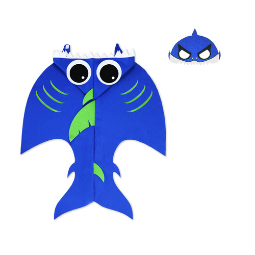 儿童海底动物海洋故事表演道具 鲨鱼披风面具cos幼儿园服饰男童女 - 图2