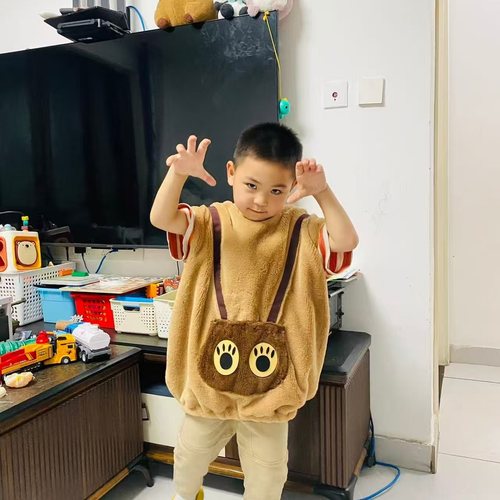 儿童卡皮巴拉演出服 万圣节宝宝COS装扮卡通动物演出服含讨糖袋 - 图3