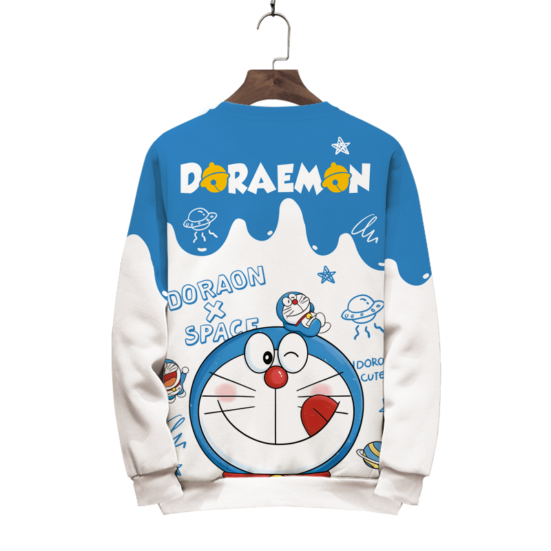叮当猫卫衣男圆领宽松长袖T恤秋冬季加绒哆啦A梦联名卡通情侣外套,淘宝优惠券,粉丝福利购,淘宝优惠卷