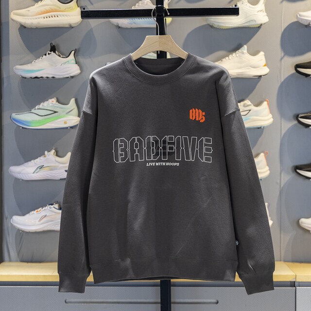 Li Ning men's round neck loose pullover sweatshirt