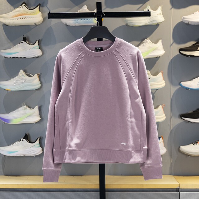 Li Ning women's round neck velvet warm pullover sweatshirt