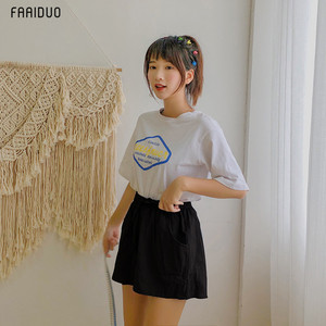 女夏高腰阔腿棉麻短裤