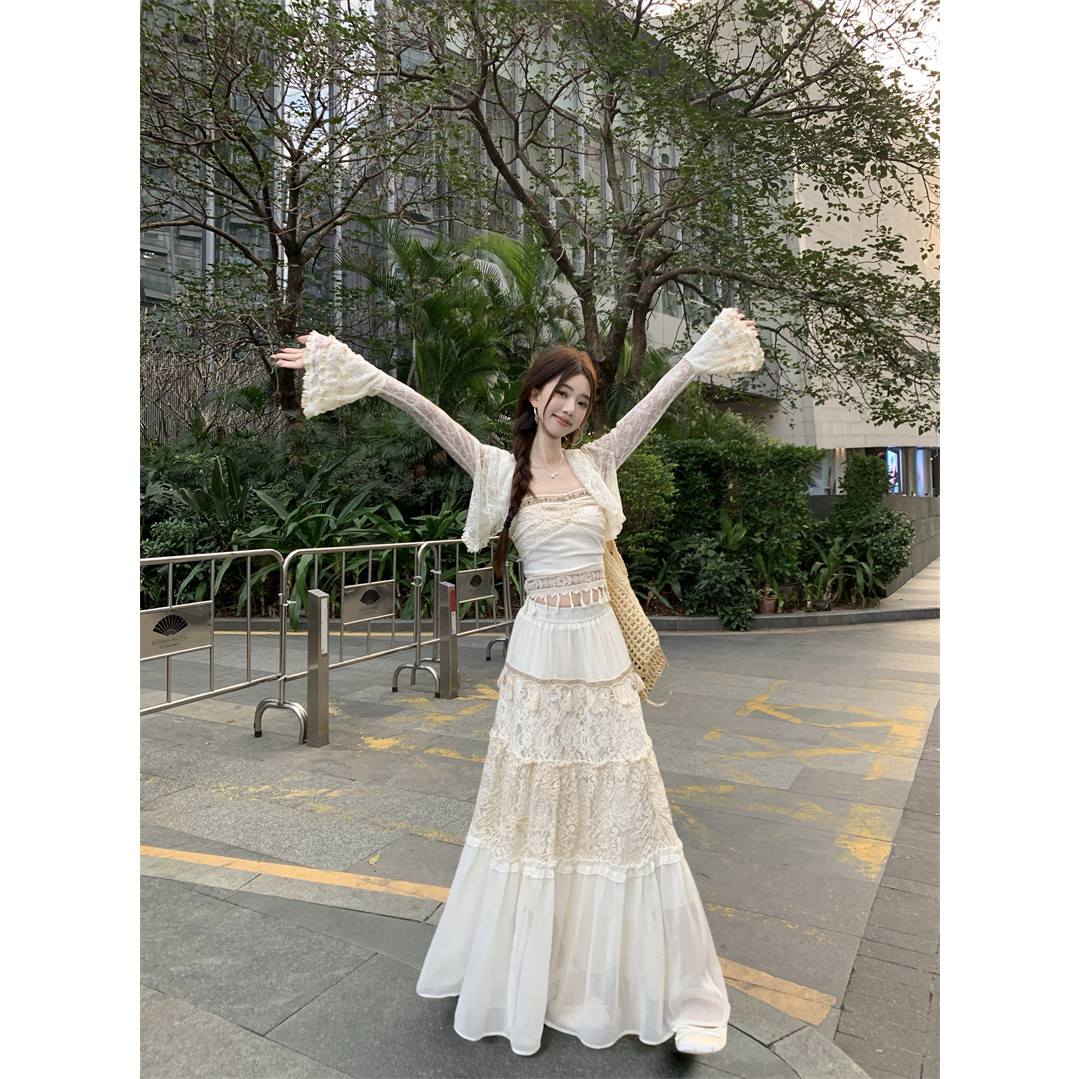 波西米亚复古民族风镂空开衫+吊带流苏上衣+蕾丝跳舞半身裙三件套,淘宝优惠券,粉丝福利购,淘宝优惠卷