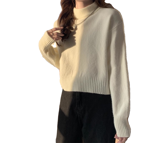 半高领白色毛衣女加厚秋冬大衣内搭打底衫2025新款小个子短款上衣 - 图3