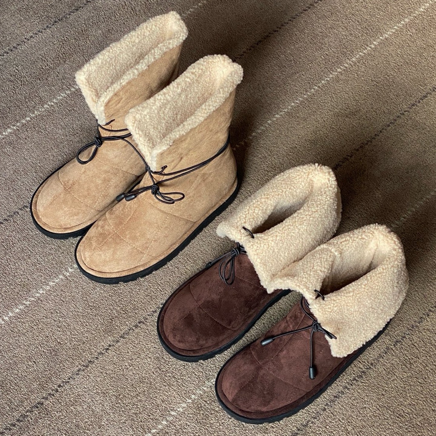 饰与美韩国东大门冬季新款棉鞋时尚翻边圆头平底加绒保暖雪地靴女,淘宝优惠券,粉丝福利购,淘宝优惠卷