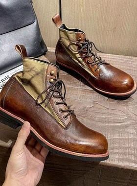 Men's handsome Retro Martin Boots Winter男机车短靴帅气加