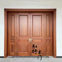 Solid wood outdoor gate Chinese antique villa Courtyard Wall Door Clubhouse countryside Four-in-house Double open door
