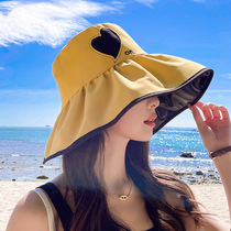 Summer UV black rubber sunscreen Caring On Sun Hat Anti UV Fisherman Cap Can Fold Cap Woman face small tide