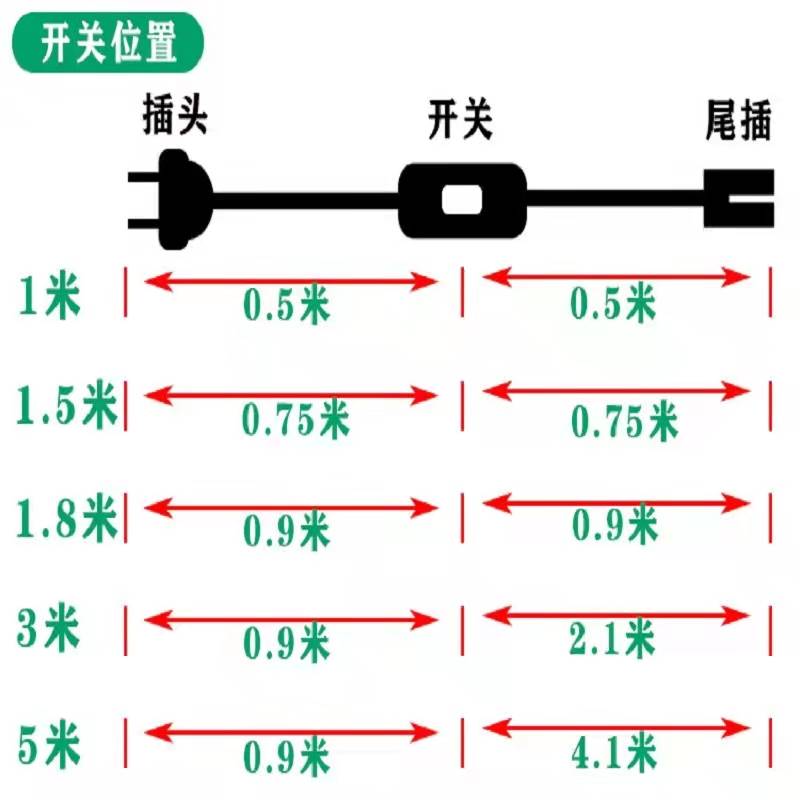 T5/T8一体化三孔二孔电源线带开关插头延长线插座连接线led灯配件