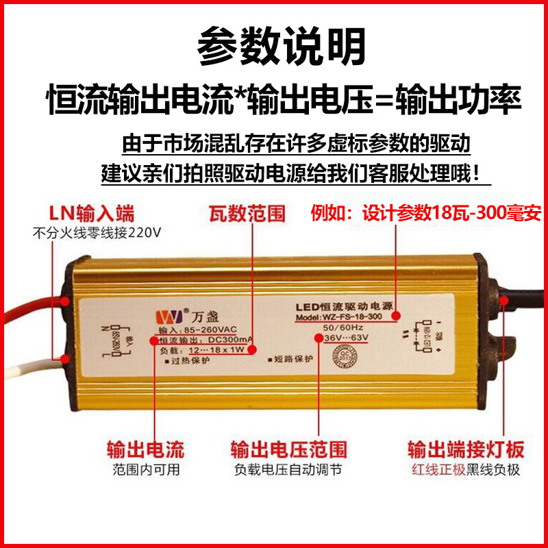 led驱动电源集成吊顶平板灯镇流器恒流driver8w-48w稳压防水灌胶 - 图1