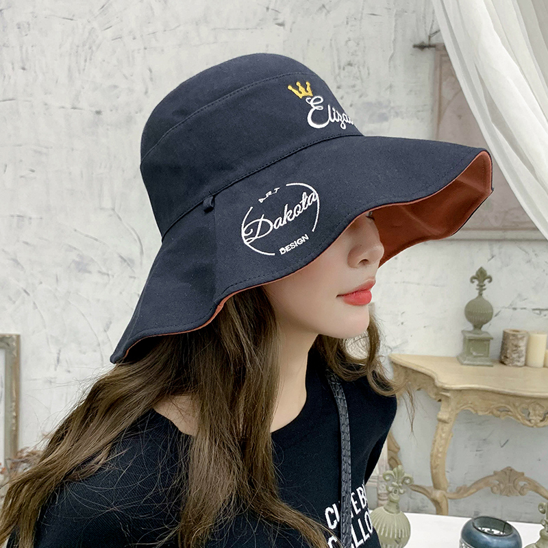 艾莱客服饰旗舰店韩版渔夫帽时尚防晒遮阳帽子百搭防紫外线女大沿大帽檐遮脸太阳帽0