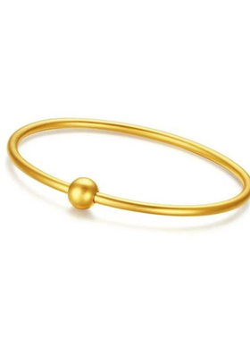 深圳水贝转运珠黄金手镯女款传承素圈金镯子半实心厚壁中空送女友