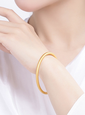 深圳水贝古法黄金手镯固口素圈足金999传承实心金镯子送礼收藏