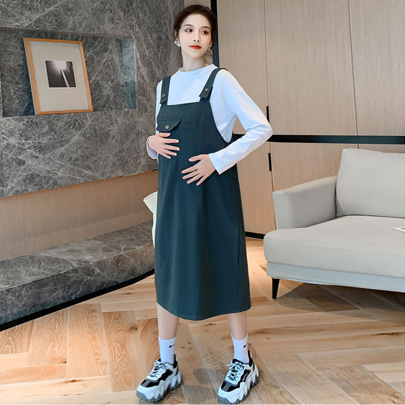 孕妇秋装连衣裙长袖两件套打底衫 月朵连衣裙