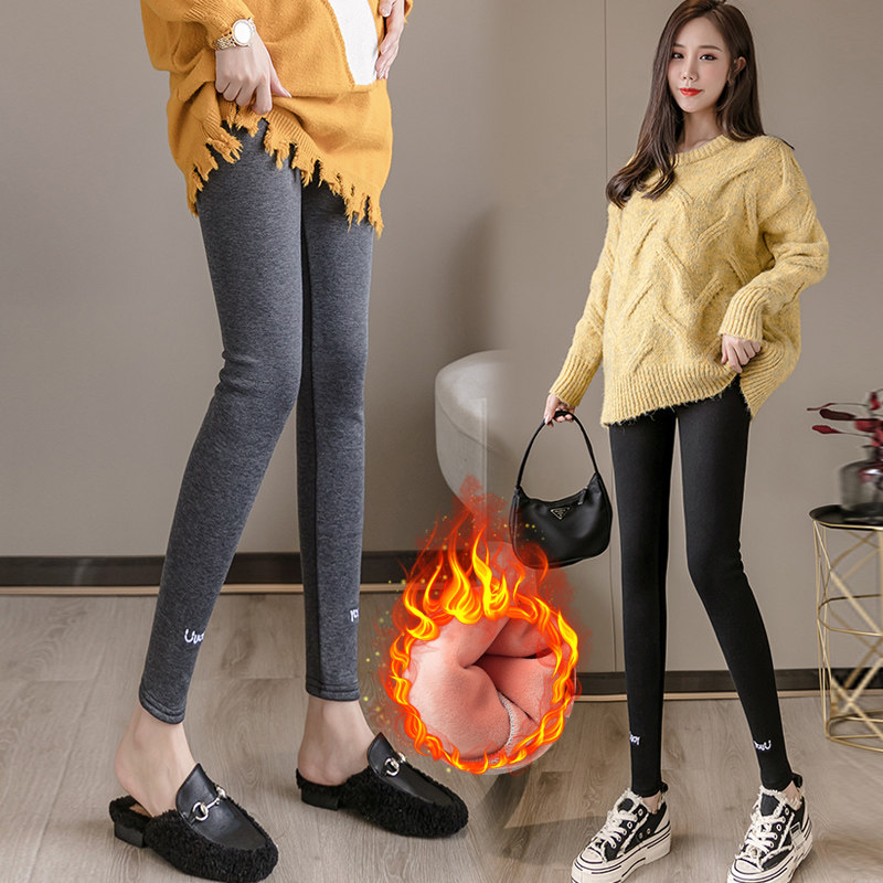 孕妇加绒冬季潮妈高腰显瘦外穿裤子 月朵孕妇打底裤