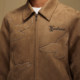 YAD Peace Dove Silhouette Patch Suede Lapel Jacket Zip Brown Unisex ໄວຫນຸ່ມ