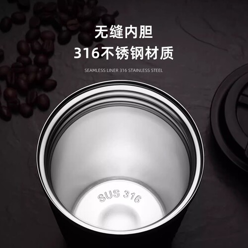 Vanow咖啡杯男士便携陶瓷内胆不锈钢车载随行保温水杯子2026新款 - 图0