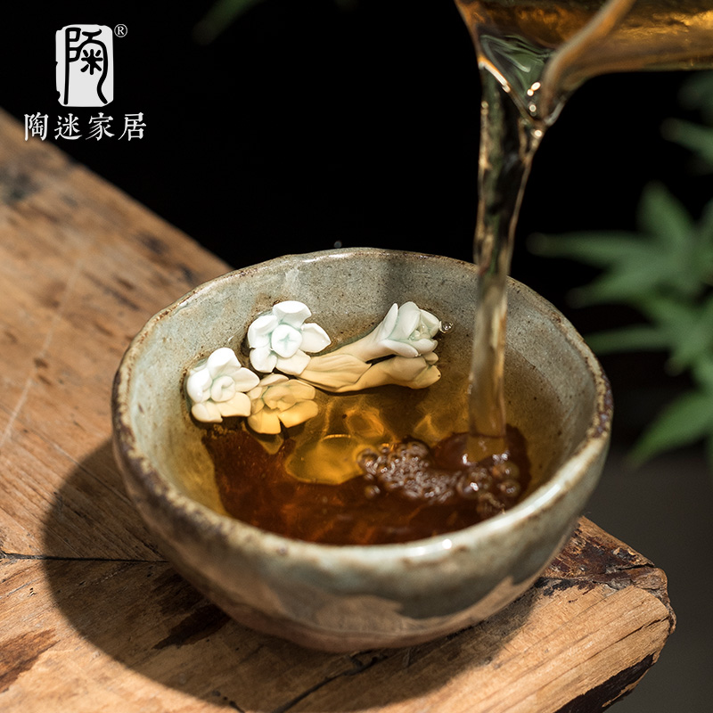 大容量茶杯主人杯陶瓷茶盏品茗杯功夫茶具粗陶个人专用喝茶的杯子 - 图0