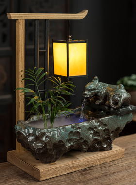 玄关陶瓷喷泉加湿器招财流水摆件