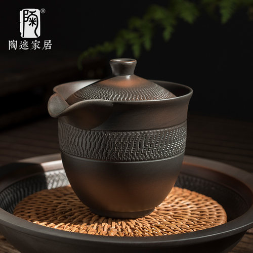 陶迷紫陶宝瓶茶壶手工紫砂手抓壶家用坭兴陶瓷泡茶器大号单壶茶具 - 图1