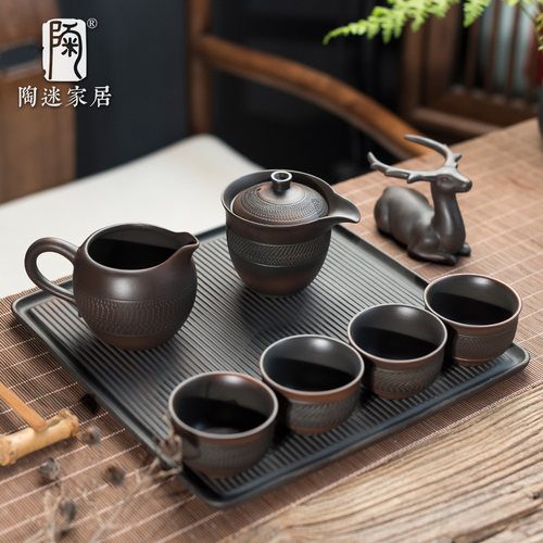 陶迷紫陶宝瓶茶壶手工紫砂手抓壶家用坭兴陶瓷泡茶器大号单壶茶具 - 图3
