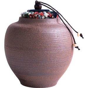 陶迷原矿粗陶大号茶叶罐家用便携陶瓷迷你密封罐小茶罐防潮密封罐