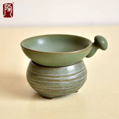 陶迷陶瓷茶漏粗陶茶滤网茶托组茶道配件功夫紫砂茶具配件咖啡过滤 - 图3