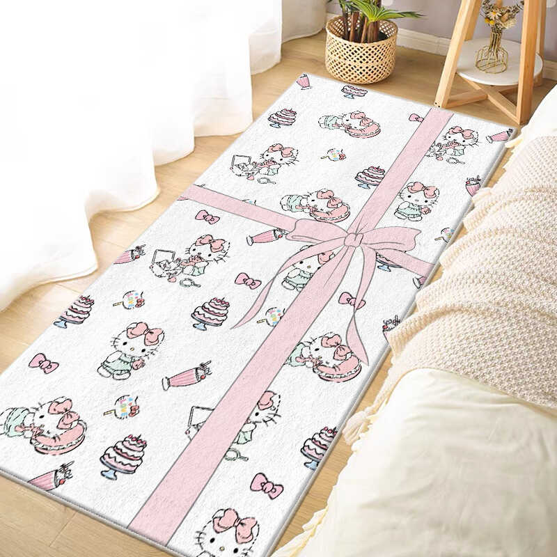 HELLOKITTY凯蒂猫卡通床边毯儿童房阅读区客厅爬行地毯家用可水洗 - 图3