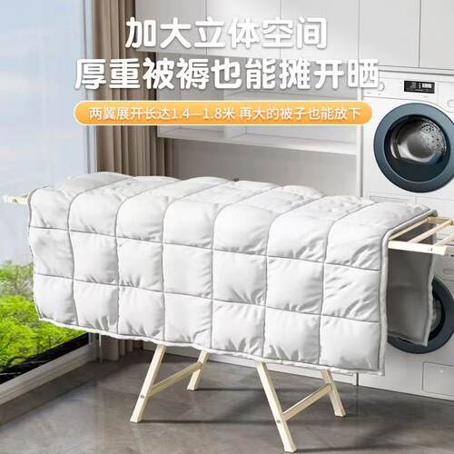 折叠晾衣架阳台卧室家用可移动室内外晒衣架多功能落地晒被子神器 - 图3