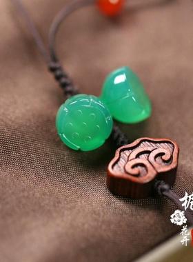 天然绿玛瑙莲蓬挂坠古风新中式