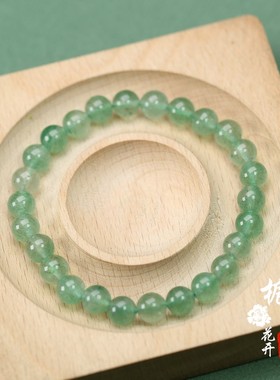 天然草莓晶圆珠绿晶转运珠手链
