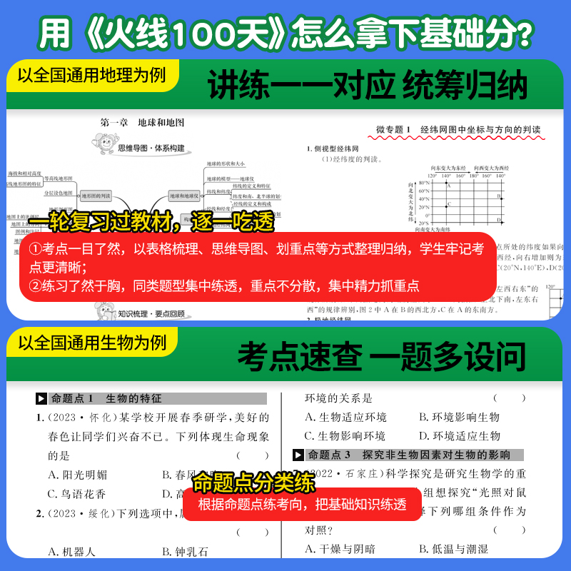 2024新版名校课堂火线100天初中语文英语化学历史生物七年级八年级九年级中考总复习资料模拟测试解题技巧综合提升训练考点练习册-图2