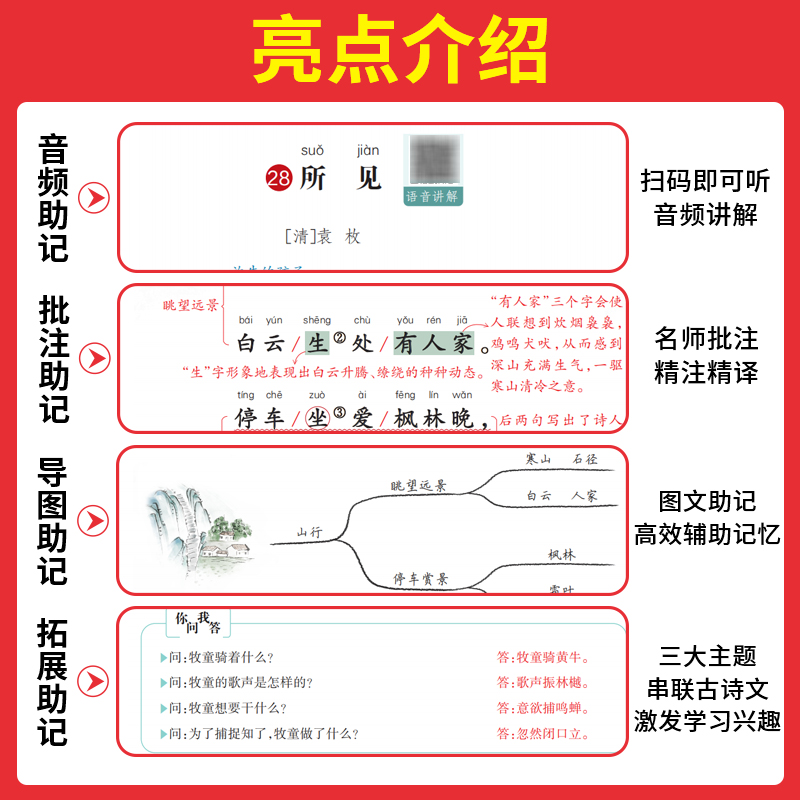 2024新版一本小学生必背古诗文129篇一年级二年级三四年级五六年级全一册人教版通用小学生必背古诗词背诵打卡计划小古文课外阅读 - 图0