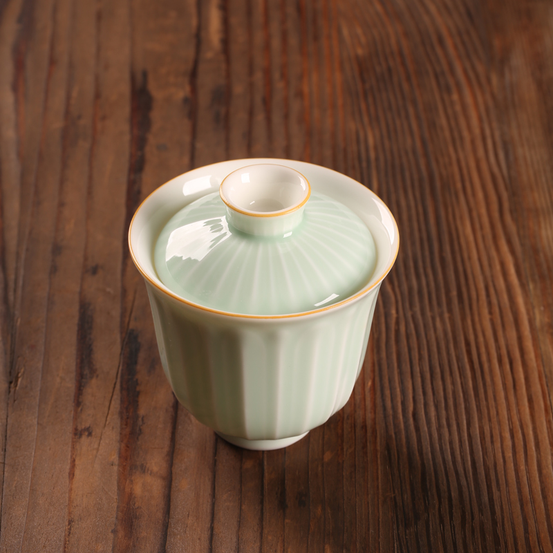 熹言单个二才盖碗家用泡茶碗功夫茶具茶杯大号陶瓷小清新敬茶碗女