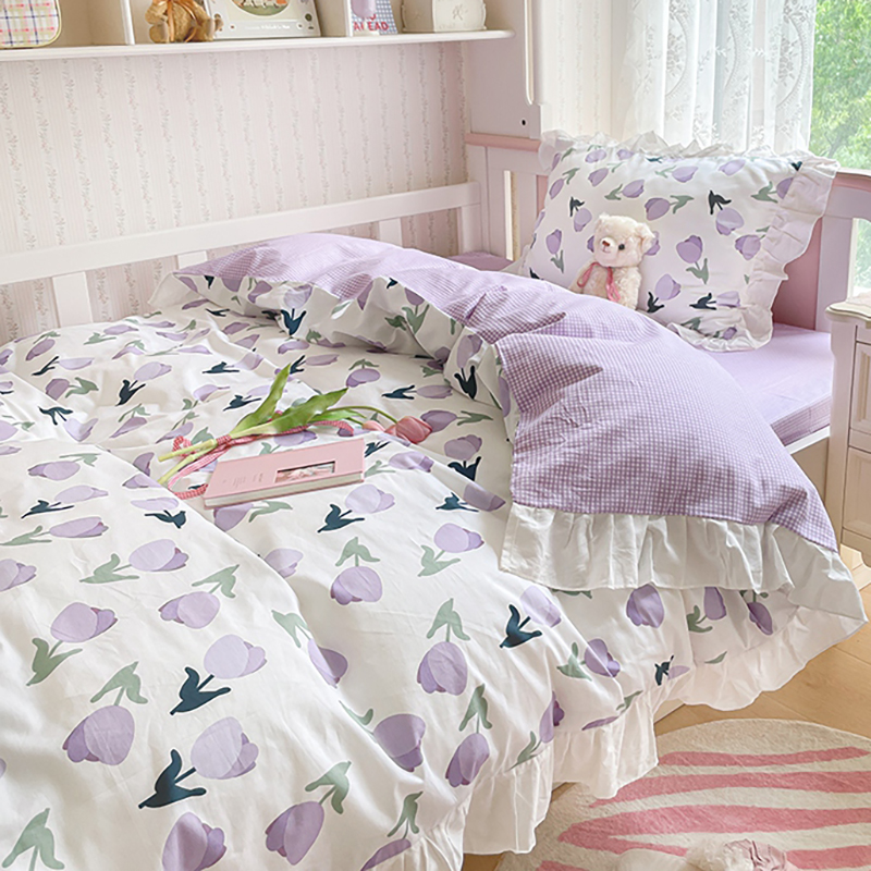 全棉大学生宿舍纯棉床上用品三件套单人床单花被套寝室被子套装六