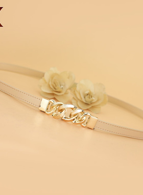 免打孔！真皮牛皮腰带杏色温婉