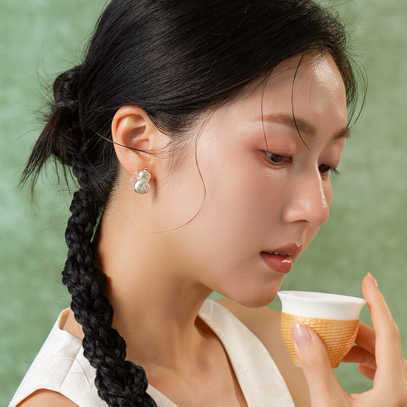 百年宝诚钱元葫芦耳钉925银轻奢小众时尚百搭耳饰,淘宝优惠券,粉丝福利购,淘宝优惠卷