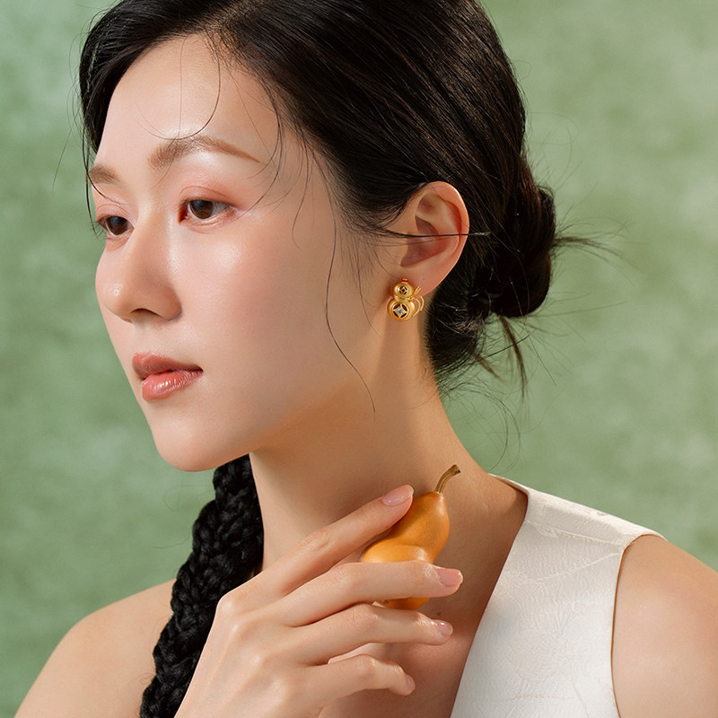 百年宝诚钱元葫芦耳钉925银轻奢小众时尚百搭耳饰,淘宝优惠券,粉丝福利购,淘宝优惠卷