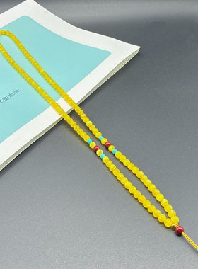 原创鸡油黄珠链可调节项链唐卡挂绳万能链吊坠挂件通用款快拆扣