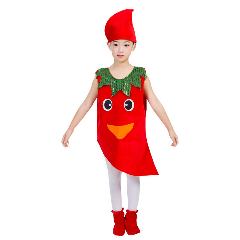 儿童小辣椒水果蔬菜演出服幼儿园话剧小老鼠吃辣椒时装秀表演服装 - 图3